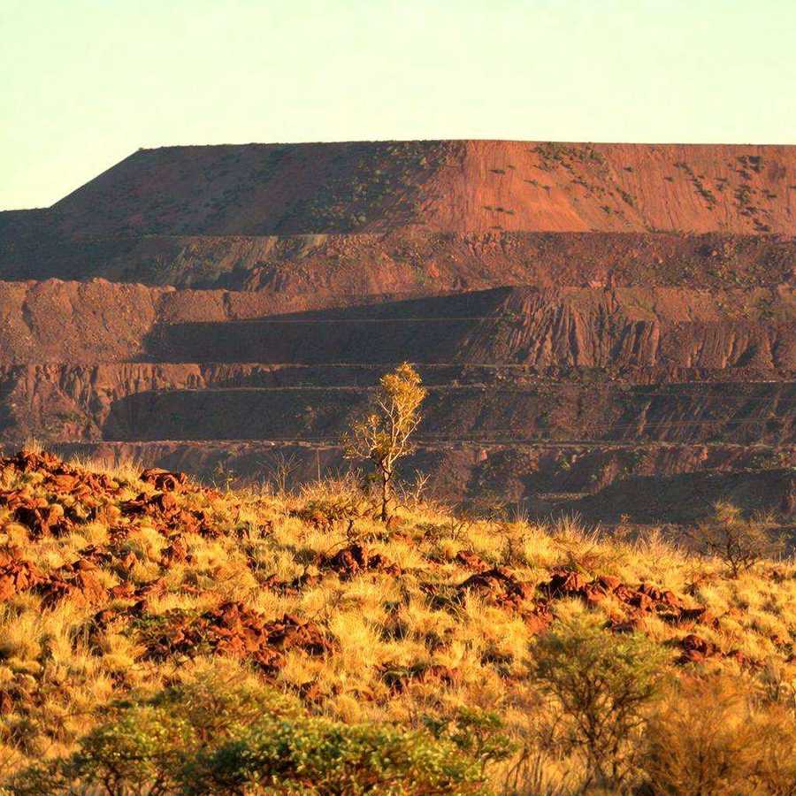 Pilbara iron ore waste dump at sunset